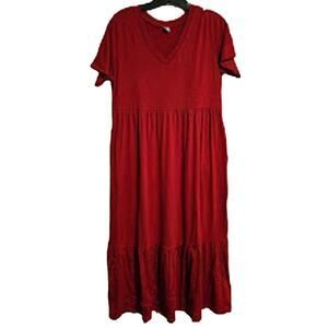 Medium Perfectshe Red Summer/fall casual Vneck dress